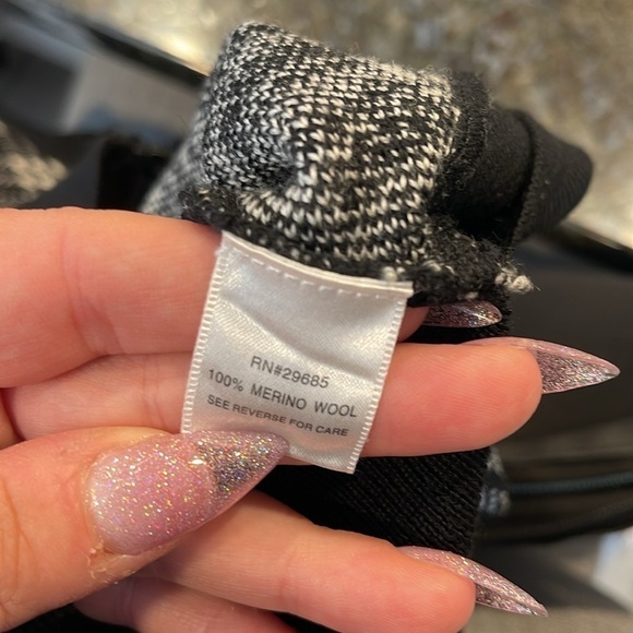 Pendleton Womens Merino Wool Zip Up Sweater Jacket Black White Plaid Sz PS - Picture 3 of 6